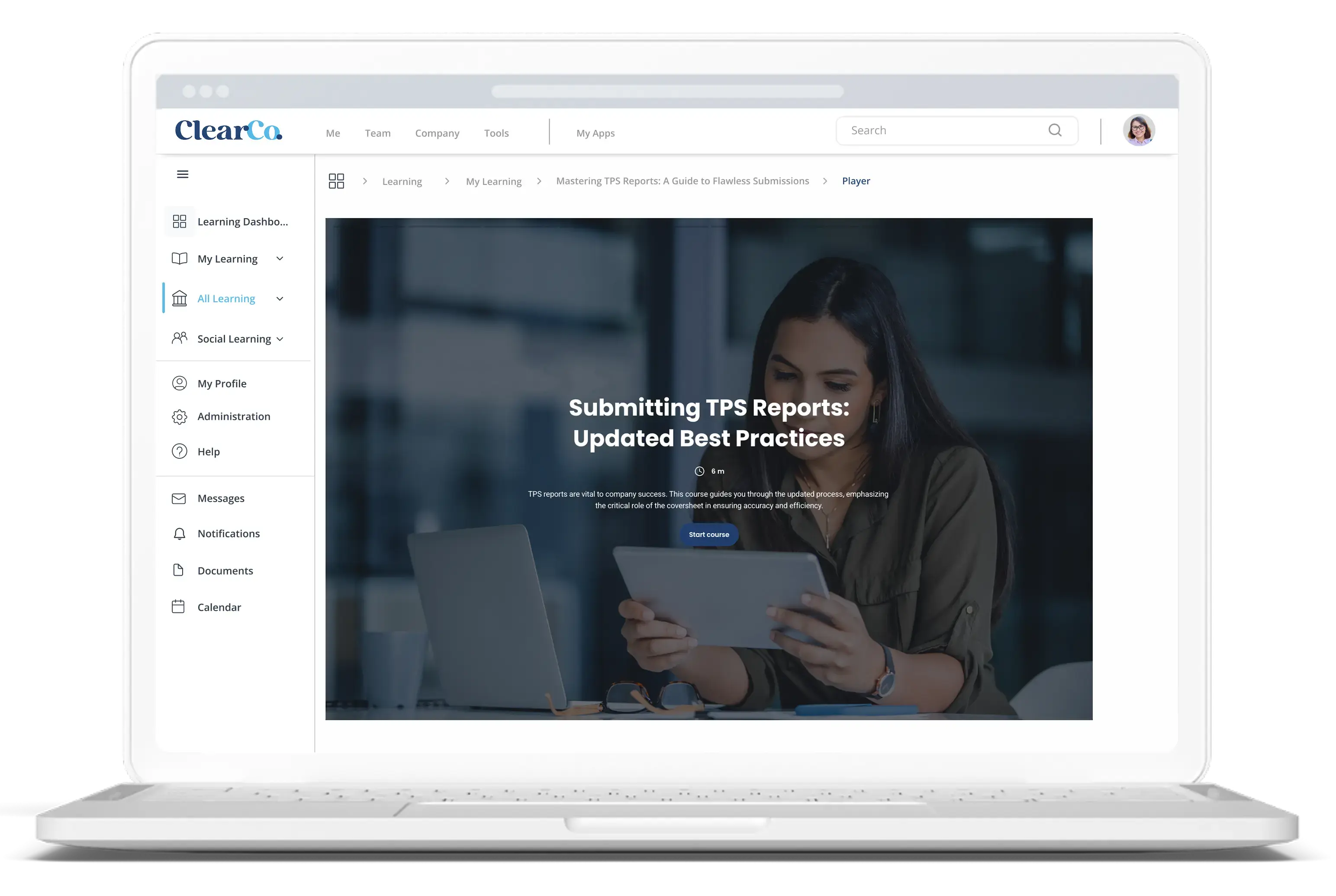AI Course Builder Laptop-Course-Begin-Mockup